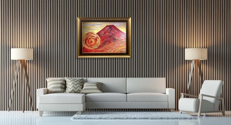 富士山溶岩パワーアート「北麓の赤富士」 絵画 アート