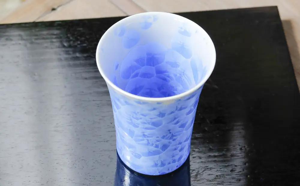 【陶あん】花結晶フリーカップ(青)｜清水焼 コップ 食器 人気［ 京都 清水焼 京焼 陶芸 食器 人気 おすすめ カップ コップ 器 お取り寄せ 通販 送料無料 ふるさと納税 ］