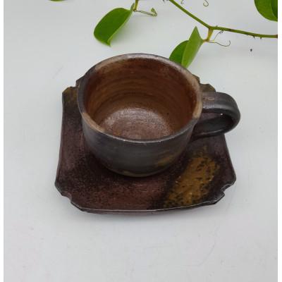 ふるさと納税 備前市 備前焼コーヒーカップセット切り込み皿(登り窯) |  | 01