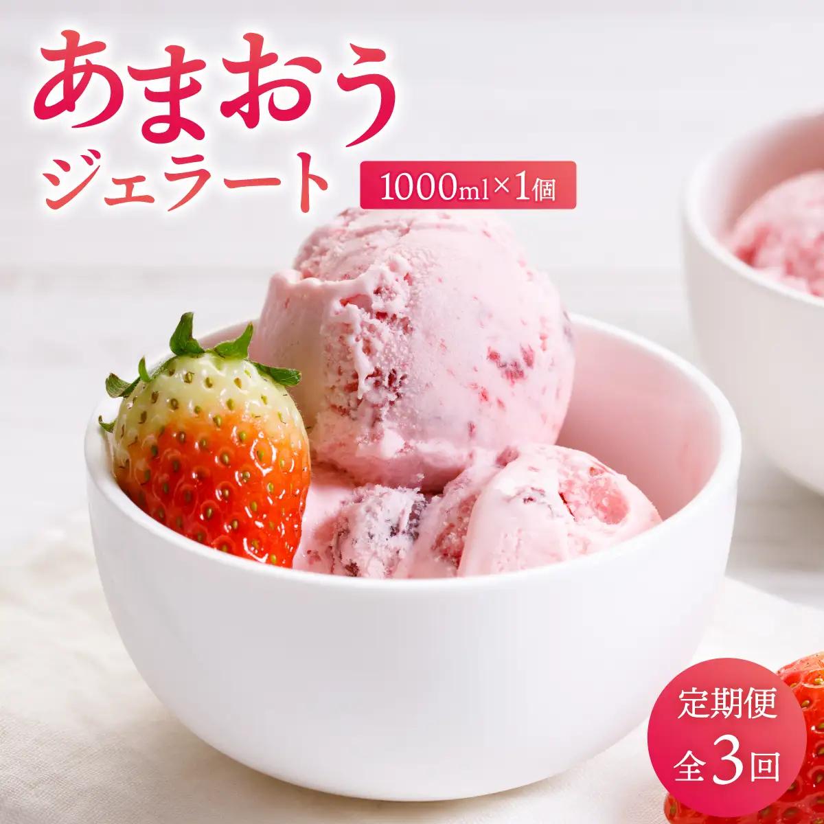 ＜定期便・全3回＞福岡産 あまおう ジェラート 1000ml 