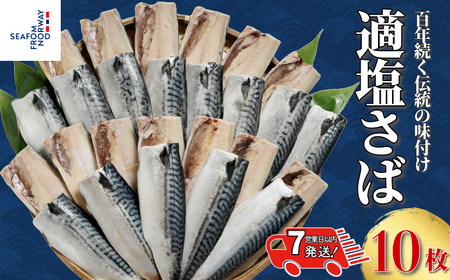 【 スピード配送 】 適塩さば 10枚 さば