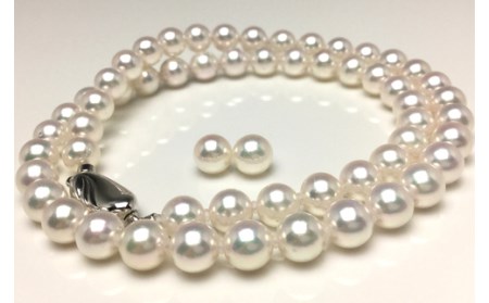 老舗の真珠専門店・高品質アコヤ真珠ネックレスセット6.5～7.0ミリ（ピアス） / あこや真珠 ネックレス ピアス 真珠 真珠ネックレス 伊勢志摩 志摩 三重県 アクセサリー ギフト パール 母の日 〔300-65〕