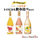 【ふるさと納税】【定期便・全4回】驚きの果実感！トロピカルフルーツドリンク(3本・各720ml、グァバ、マンゴー、日向夏)×4回【宮崎果汁】【KU026】