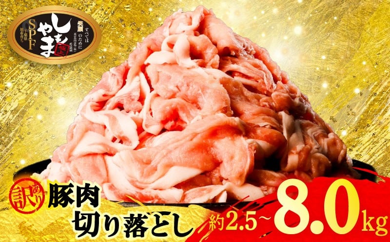 
                  豚肉 切り落とし 約2.5-8kg 【訳あり】 小分け 真空パック 国産 豚 冷凍 切落し 豚肉切り落とし 豚こま肉 こま肉 こま切れ 国産豚 千葉県 旭市 有限会社下山農場 usn
                