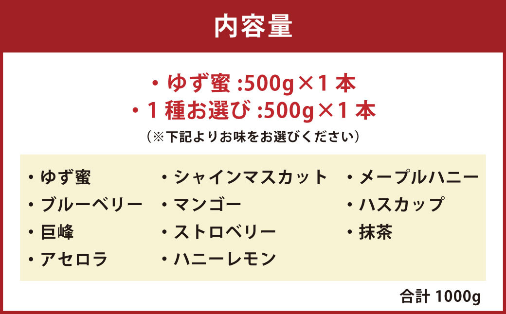熊本 杉養蜂園 果汁入り はちみつ 500g 2種 計1kg 食べ比べ 蜂蜜