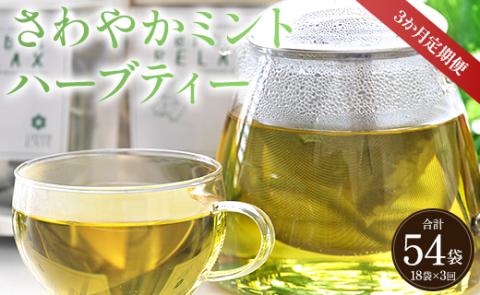 3か月定期便 さわやかミントハーブティー 合計54袋（18袋×3回）- お茶 飲み物 飲料 ティーバッグ 茶葉 ティータイム はーぶ 便利 チャック付き リラックス ギフト プレゼント 贈り物 熨斗対応可 のし 安眠 更年期 GREENBASE 高知県 香南市 Wgr-0074