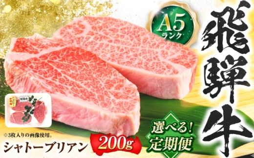 【5回定期便】飛騨牛 A5等級 シャトーブリアンステーキ 1枚（200g/1枚） 牛肉 肉 お肉 ステーキ 岐阜市 / 肉の松久 [ANIP076]