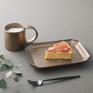 恩田陽子 隅切 長角 プレート 皿 L ゴールド 美濃焼【1472470】