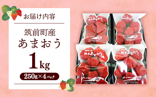 筑前町産 あまおう 4パック (約250g×4パック)【いちご イチゴ 苺 あまおう フルーツ くだもの あまおういちご 果物 福岡県 筑前町 AE001】