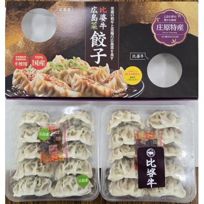 ふるさと納税 庄原市 庄原特産　比婆牛・広島菜餃子　計4パック