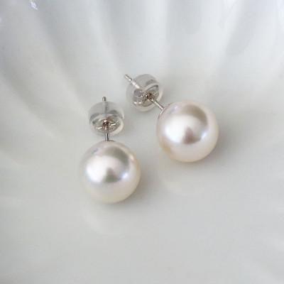 ふるさと納税 志摩市 志摩産 あこや真珠 大粒 9.5-10mm K14WG ピアス