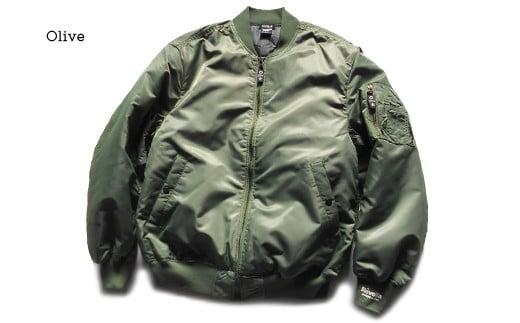 005-111　【オリーブ・L】Revolla　中綿入り袖リブプリントMA-1ジャケット