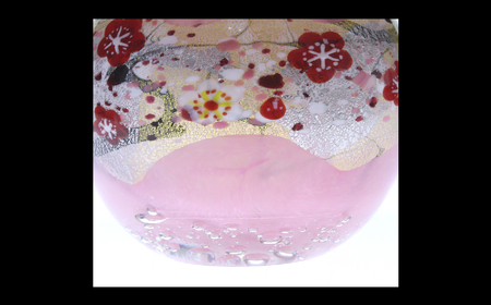 黒木国昭作 コードレスミニランプ 金・プラチナ象嵌「夢光琳 花ロマン」