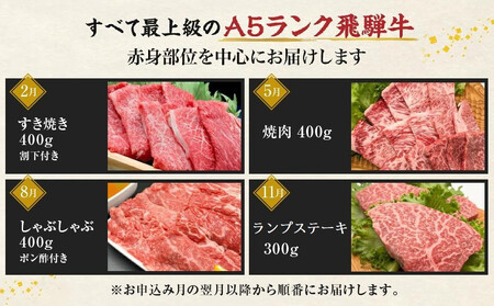 飛騨牛 A5ランク 赤身 定期便 全4回 | 牛肉 定期便 HF105