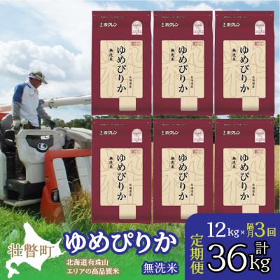 ふるさと納税 壮瞥町 【R7年産】【隔月3回】(無洗米12kg)ホクレンゆめぴりか(無洗米2kg×6袋) SBTD057