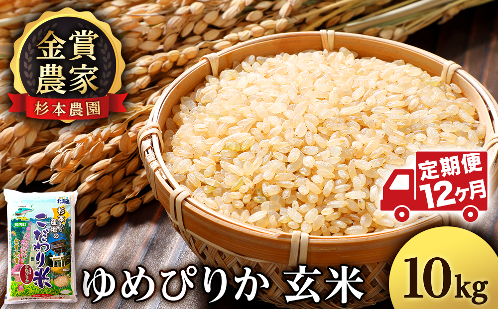 【令和7年産】【定期便 12カ月】ゆめぴりか 玄米 10kg 《杉本農園》