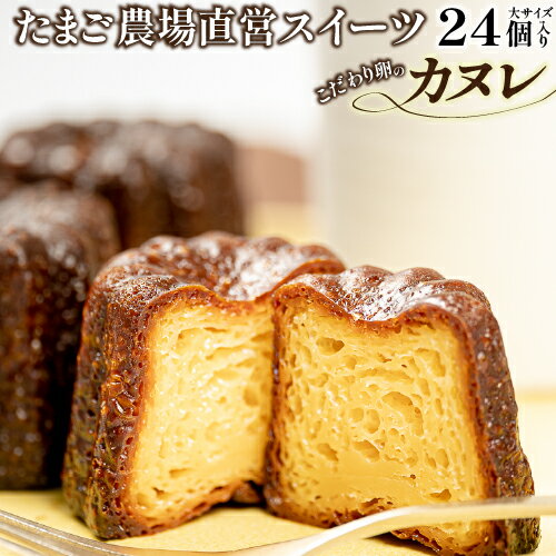 【ふるさと納税】たまご農場直営スイーツ!こだわり卵の食べ応え抜群!大きなカヌレ 24個 Gbn-A56 かぬれ 焼き菓子 スイーツ 人気 バニラ デザート お取り寄せ 送料無料 カヌレ お菓子 洋菓子 プレゼント プチギフト 美味しい おすすめ 約40g