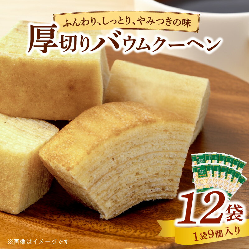 【ふるさと納税】エースベーカリー　厚切りバウムクーヘン　9個×12袋