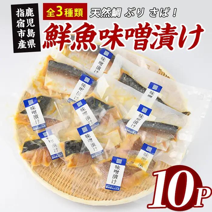 漁師がつくる味噌漬け10Pセット (指宿山川水産/IB035-018) 魚 味噌漬け 焼き魚 焼くだけ 鯛 ブリ ぶり 鰤 サバ さば 鯖 総菜 詰め合わせ セット