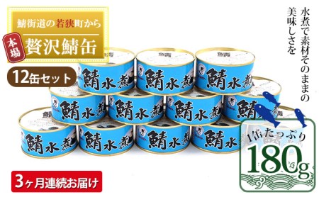 【3ヶ月連続お届け】 鯖缶 水煮 加工食品 魚の加工品 鯖の缶詰 水煮缶 鯖缶