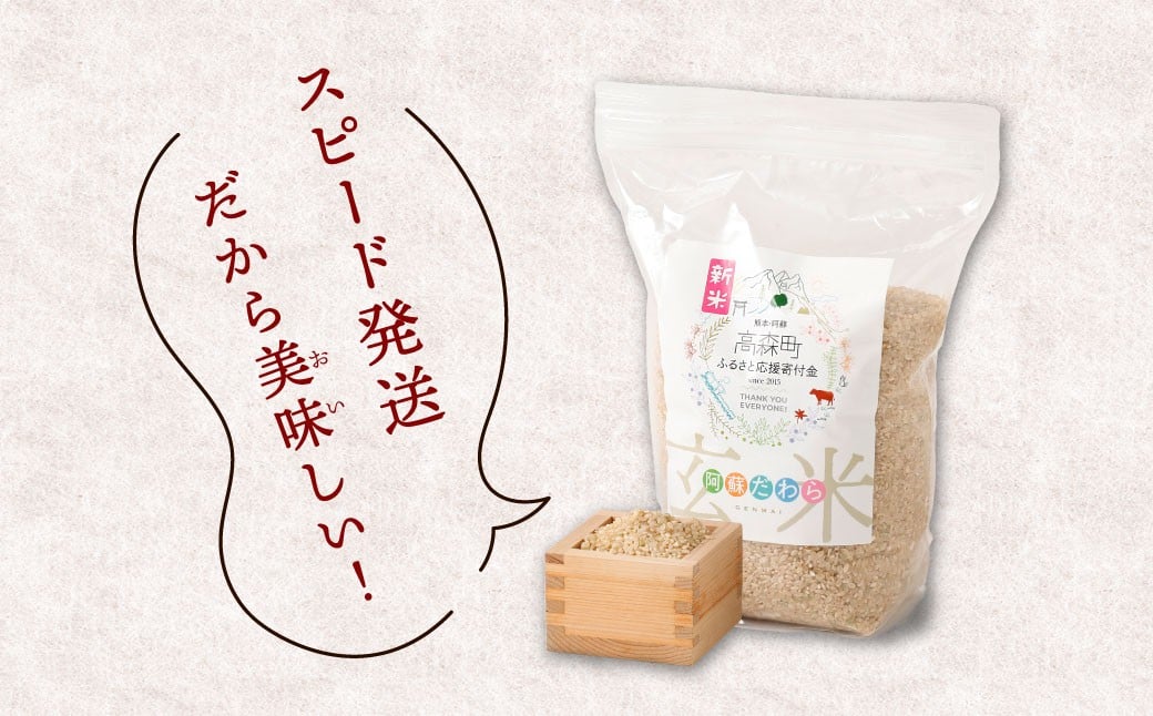 【隔月3回定期便】阿蘇だわら (玄米) 20kg (2kg×10袋) 