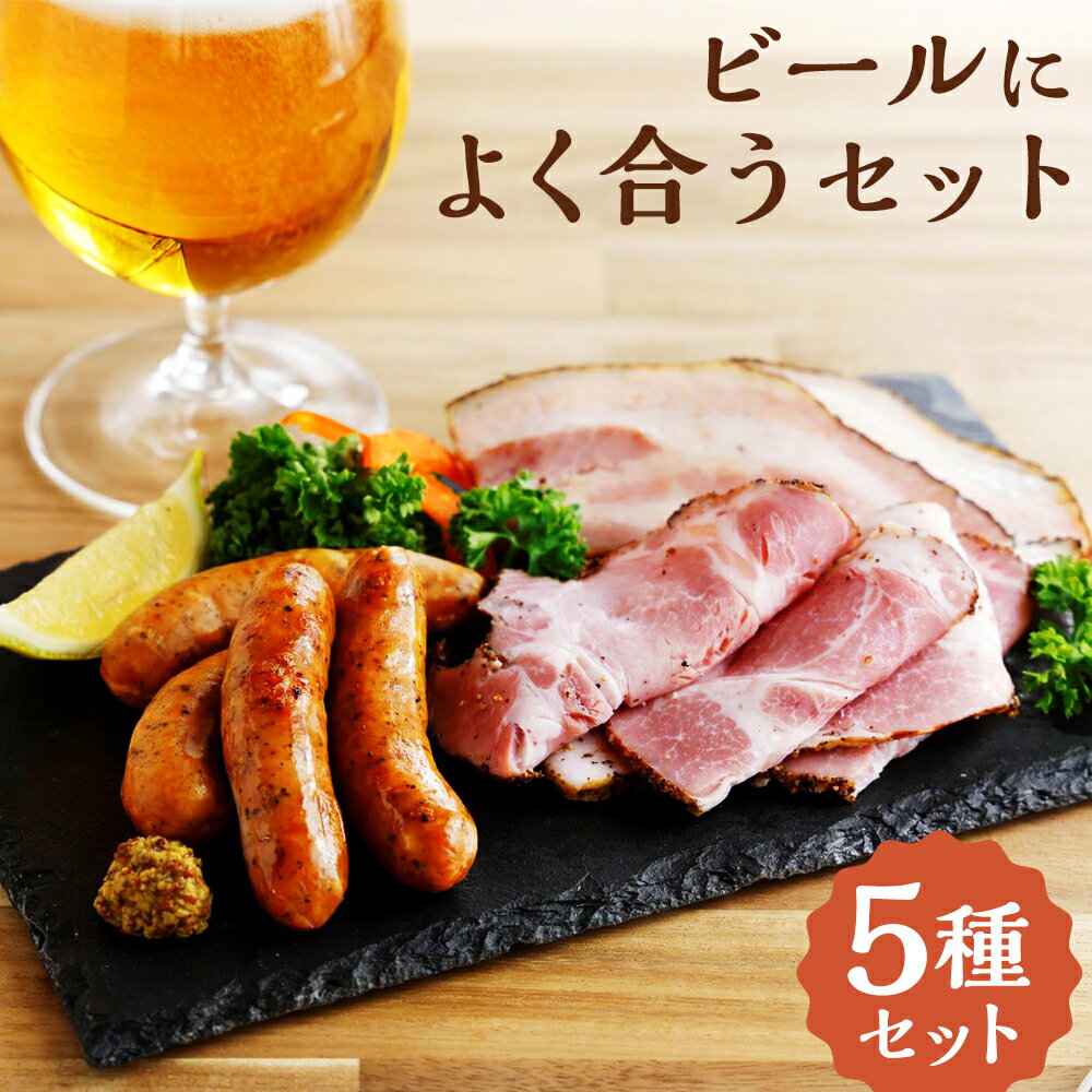 【ふるさと納税】ビールによく合うセット 5種 城川七味ベーコン パストラミスライス ガーリックベーコン ペッパーウィンナー サラミ おつまみ ウィンナー ソーセージ お肉 肉 セット 詰め合わせ 加工品 国産 愛媛 愛媛県 送料無料（909）