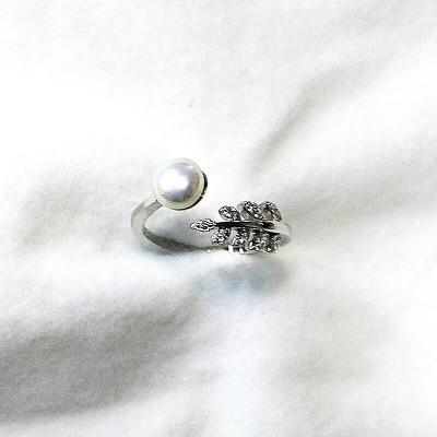 ふるさと納税 伊勢市 リング・リーフ(淡水本真珠・ボタン)SV製 1926