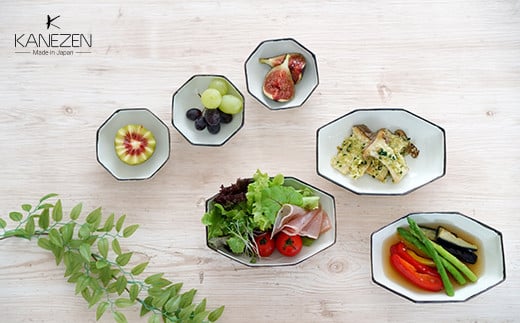 
                  有田焼  長角八角小鉢 豆八角小鉢 6点セット【金善製陶所】和食器 食器 器 うつわ 豆鉢 小鉢 小付 小皿 6個セット アイボリー シンプル 金善窯 食器セット 鉢 ボウル  A40-435
                