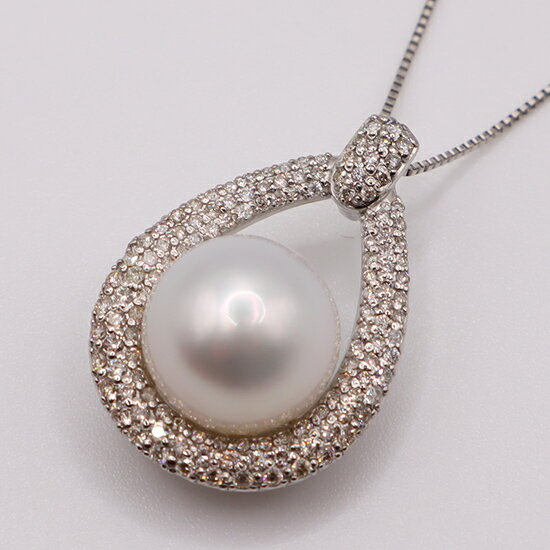 【ふるさと納税】1947 【真珠科学研究所オーロラフェニックス鑑別書付】Pt 南洋白蝶真珠真珠　11.0mmup　ダイヤモンド0.65ct　ペンダントネックレス