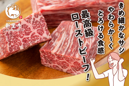 石垣島産 黒毛和牛 新里牛 濃厚赤身ローストビーフ用（ウチモモ）（200g～300g×2）合計500g以上 ローストビーフ ステーキ 焼肉 SZ-41