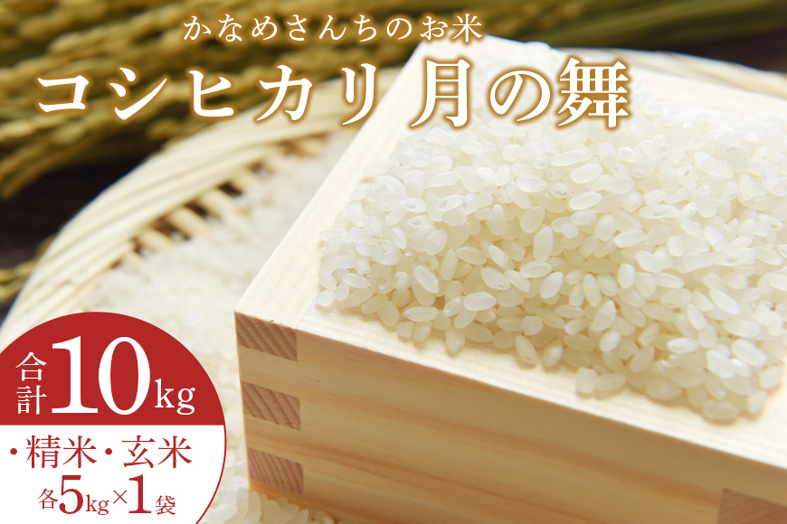 
                  かなめさんちのお米「月の舞」精米5kg・玄米5kgセット 10kg 令和7年度産 米 精米 玄米 セット コシヒカリ こしひかり ブランド米 お米 白米 げんまい 国産 おにぎり 弁当 R7年産 ごはん おいしい 旨い ふっくら お米 茨城県 笠間市 いばらき
                