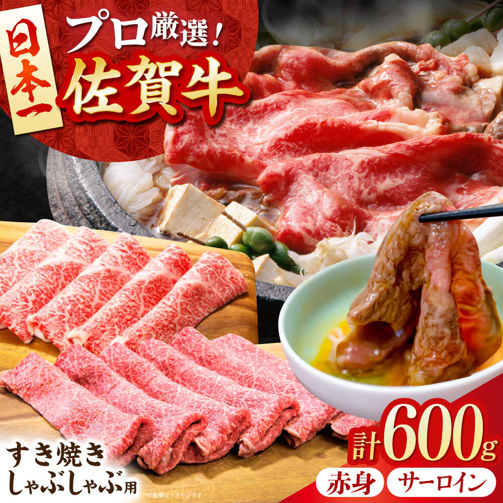 【ふるさと納税】【2度の農林水産大臣賞】 佐賀牛 すき焼き・しゃぶしゃぶ用 B 600g（ サーロイン ・ 赤身 各300g）【田中畜産牛肉店】 黒毛和牛 しゃぶしゃぶ すき焼き[HBH162]