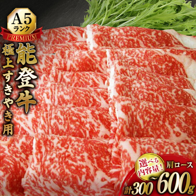 【ふるさと納税】 牛 肩ロース 選べる容量 【てらおかの能登牛】 極上 能登牛 肩ロース (A5P) すき焼き用 300〜600g [てらおか風舎（寺岡畜産株式会社） 石川県 志賀町 AA8003] すき焼き てらおか A5