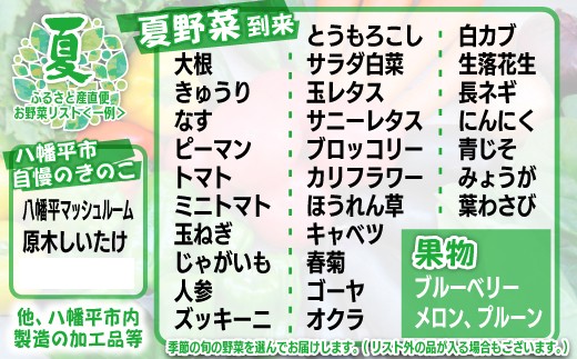 返礼品の内容は選べませんのでご了承ください。生育状況によっては種類に偏りが出る場合があります。