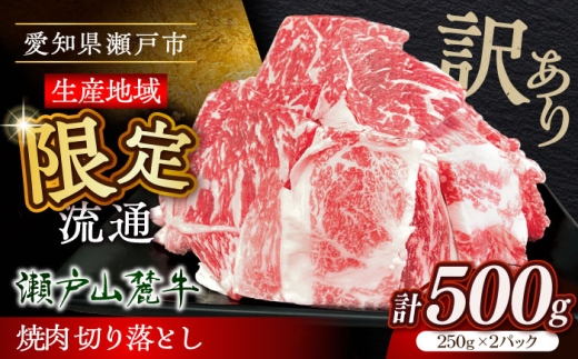 【訳あり】【9月発送】瀬戸山麓牛 牛肉焼肉用切り落とし500g（250g×2P）/ 牛肉 切り落とし 牛肉切り落とし 小分け 国産 冷凍 / 瀬戸市 / 関屋精肉店 [BBBQ047-9]
