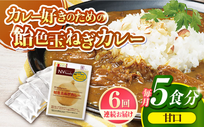 
            【全6回定期便】【子どもから大人まで】飴色玉ねぎカレー5食セット（甘口） 平戸市 / カレー工房 NVfoods [KAB256]カレー レトルト スパイス ご当地カレー 通販 お取り寄せ グルメ 簡単調理 保存食
          