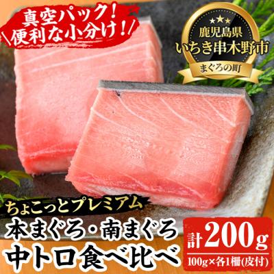 ふるさと納税 いちき串木野市 【ちょこっとプレミアム】天然高級まぐろ中トロ食べ比べ 計約200g