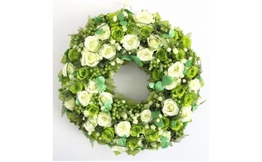 
            【ギフト用】美流渡の森 プリザーブドフラワー・リース (バラ)１【12204】
          