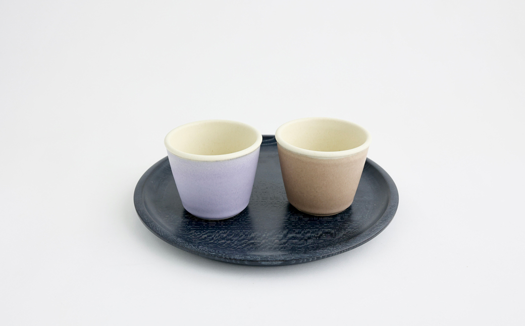 
                  【Awabi ware】掛け分け蕎麦猪口・大 ペアセット（ベージュ・パープル） 《決済から3ヶ月前後で発送》
                