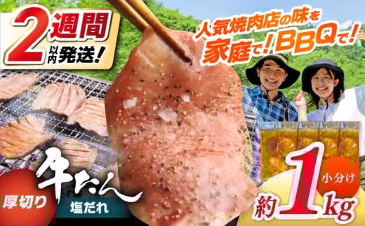 厚切り 牛タン 塩だれ 約250g×4パック 計約1kg 小分け 個包装 味付け タレ たれ 高知県 お肉 牛肉 贅沢 焼き肉 BBQ バーベキュー 訳あり わけあり ワケアリ 牛たん 【焼肉寛十郎】 [ATDO022]