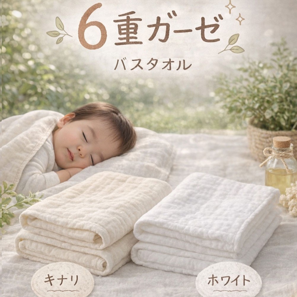 
                  【選べるカラー】「和」綿100％ 6重ガーゼ バスタオル オーガニックコットン
                