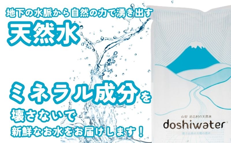 山梨　道志村の天然水　doshiwater (2ℓ×6袋×2箱)初回のみ専用ウォーターケース付【10回定期】｜災害備蓄　災害　長期保存　ミネラルウォーター　天然水　水　防災
