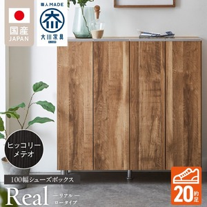 シューズボックス 【リアル 100 LO】 ヒッコリーメテオ_シューズボックス リアル 100 LO 大川家具 ヒッコリーメテオ 靴箱 靴 収納 可動棚 お洒落 国内製造 お取り寄せ 福岡県 久留米市 送料無料 〔Qd063-03〕