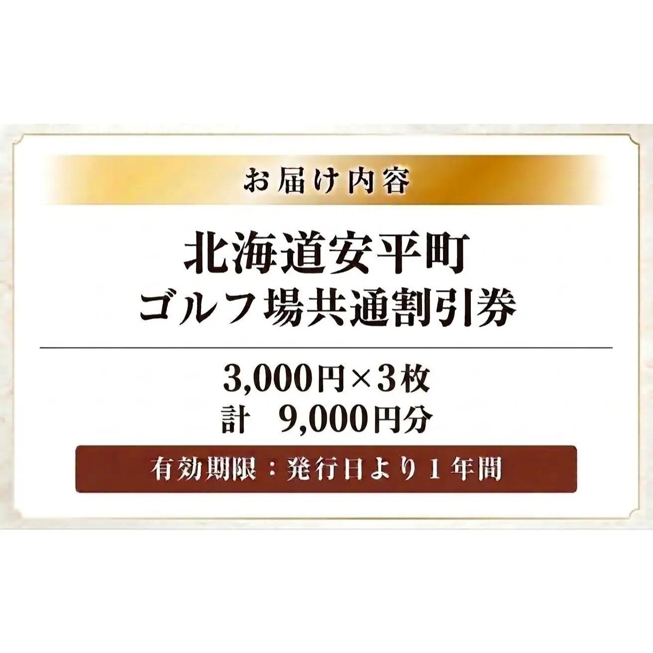 【ふるさと納税】安平町ゴルフ場共通割引券　9000円分（3000円×3枚）