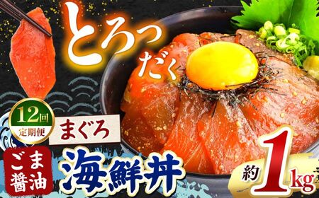 【 定期便12回 】 "とろだく” ごま醤油 海鮮丼 まぐろ 約 1kg | 熊本県 和水町 くまもと なごみ 魚 海鮮 肥後 海鮮丼 スライス 冷凍 漬け さかな 漬け丼 小分け 数量限定 人気 熊本県 熊本