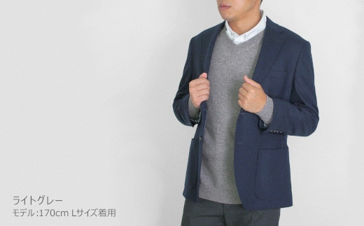 カシミヤ100％ Vネックセーター（メンズ） ライトグレー・LL 新潟県 五泉市 高橋ニット株式会社