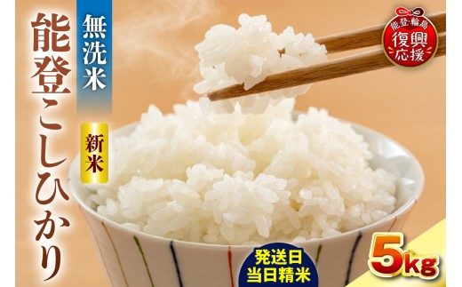 【2026年11月発送】令和8年産 能登コシヒカリ 5kg（無洗米／残留農薬ゼロ） wa084-003-r8-11