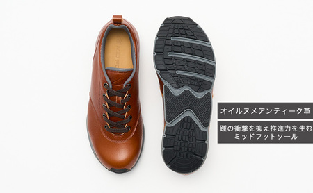 MIDFOOT ( ミッドフッド ) 婦人靴 レザースニーカー MF002JL ( ブラウン ) 4E　【 ファッション 靴 シューズ スニーカー レディース 】 【 お洒落 レザーシューズ オイルレザー 快適 履き心地 】  BN003 24.0cm