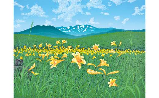 「栗駒山に夏は来ぬ」【 版画 額付 小川手漉和紙 小暮真望 東松山 埼玉県 】