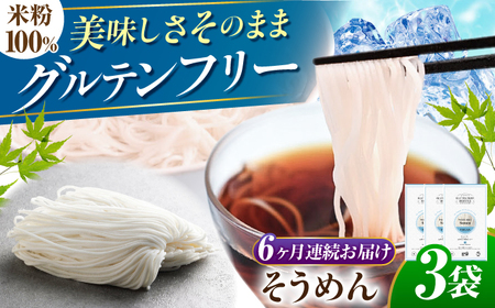 【6回定期便】 【グルテンフリー】　細くてもしっかりコシ！ 米粉そうめん グルテンフリー 米粉 そうめん 岐阜市 / 小林生麺[ANGM031]